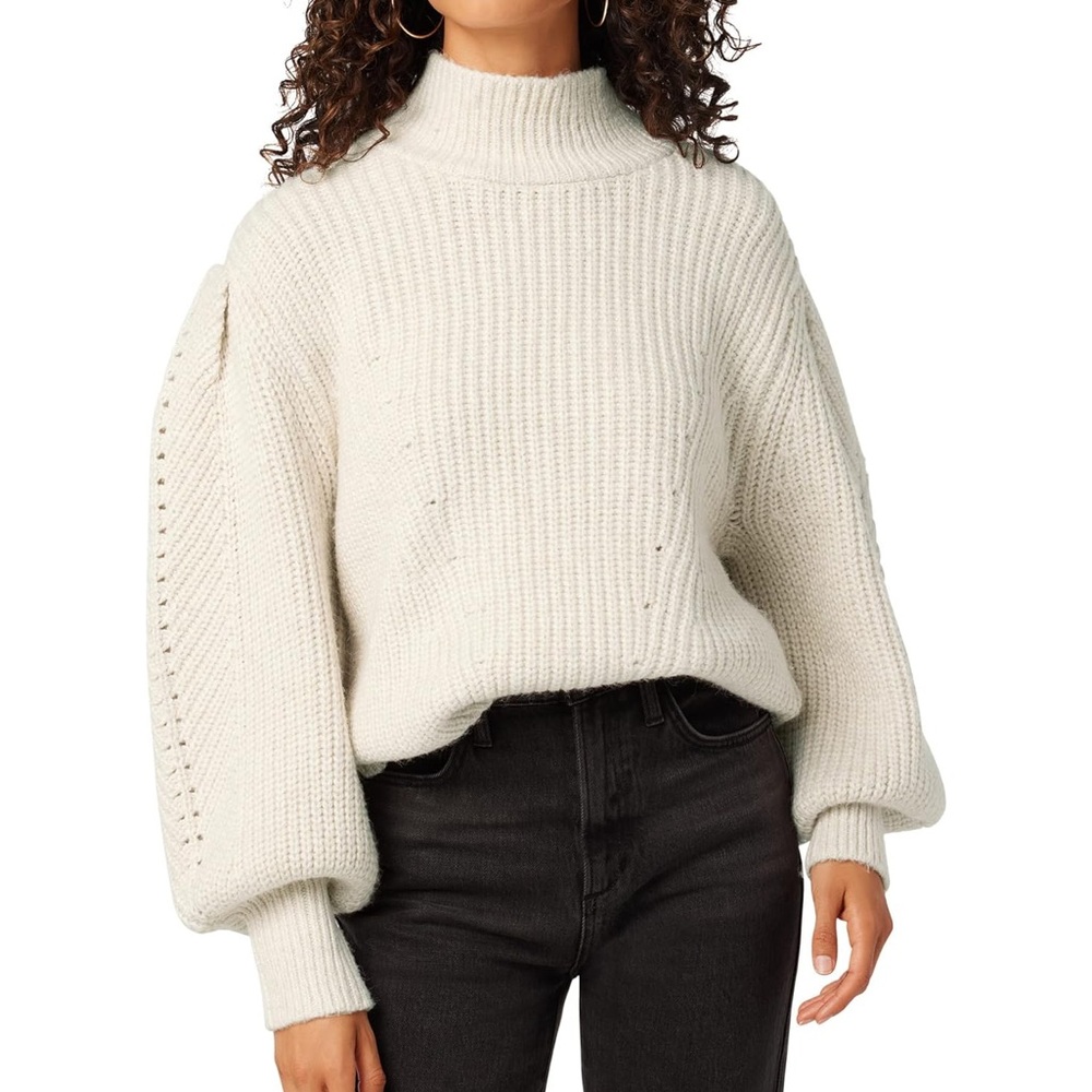 Joes Jeans Oatmeal Turtleneck Sweater With Balloon Sleeves
